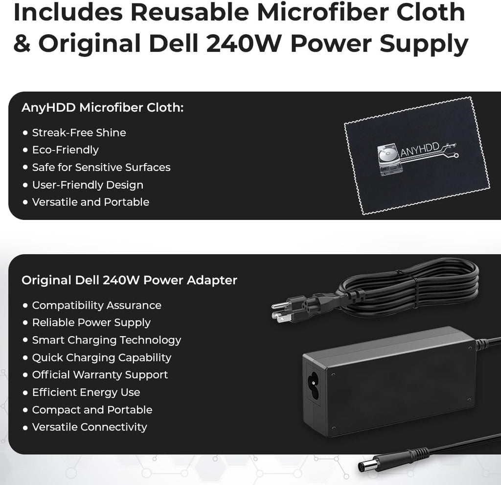 WD19DCS Dell Docking Station Dual Monitor - 4K Display, USB-C Performance Dock with 240W Adapter, HDMI, DisplayPort, USB-C Cables & Cloth (Renewed)