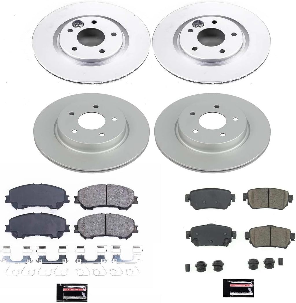 PowerStop Front and Rear Brake Kit for Nissan Rogue 2018-20 | Nissan Rogue Sport 2019-21 - Fully-Coated Disc Rotors with Z17 Ceramic Brake Pads Replacement, CRK8289