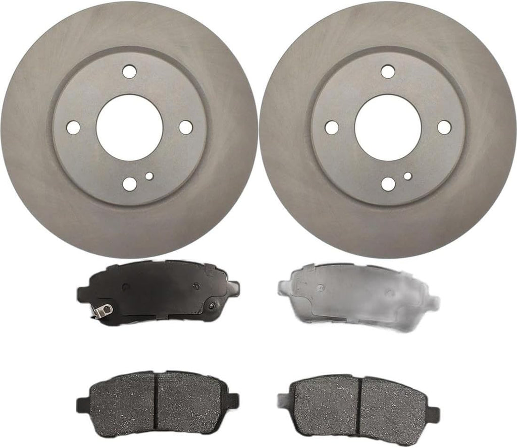 Brake Kit 6PCs Brakes and Rotors Kit Front 10.17inch (258mm) fits Ford Fiesta 1.6L 2011 2012 2013 2014 2015 2016 2017 2018 2019, fits Fiesta 1.0L 2014-2017 Ceramic Pads and Rotors Vented 4 Lug