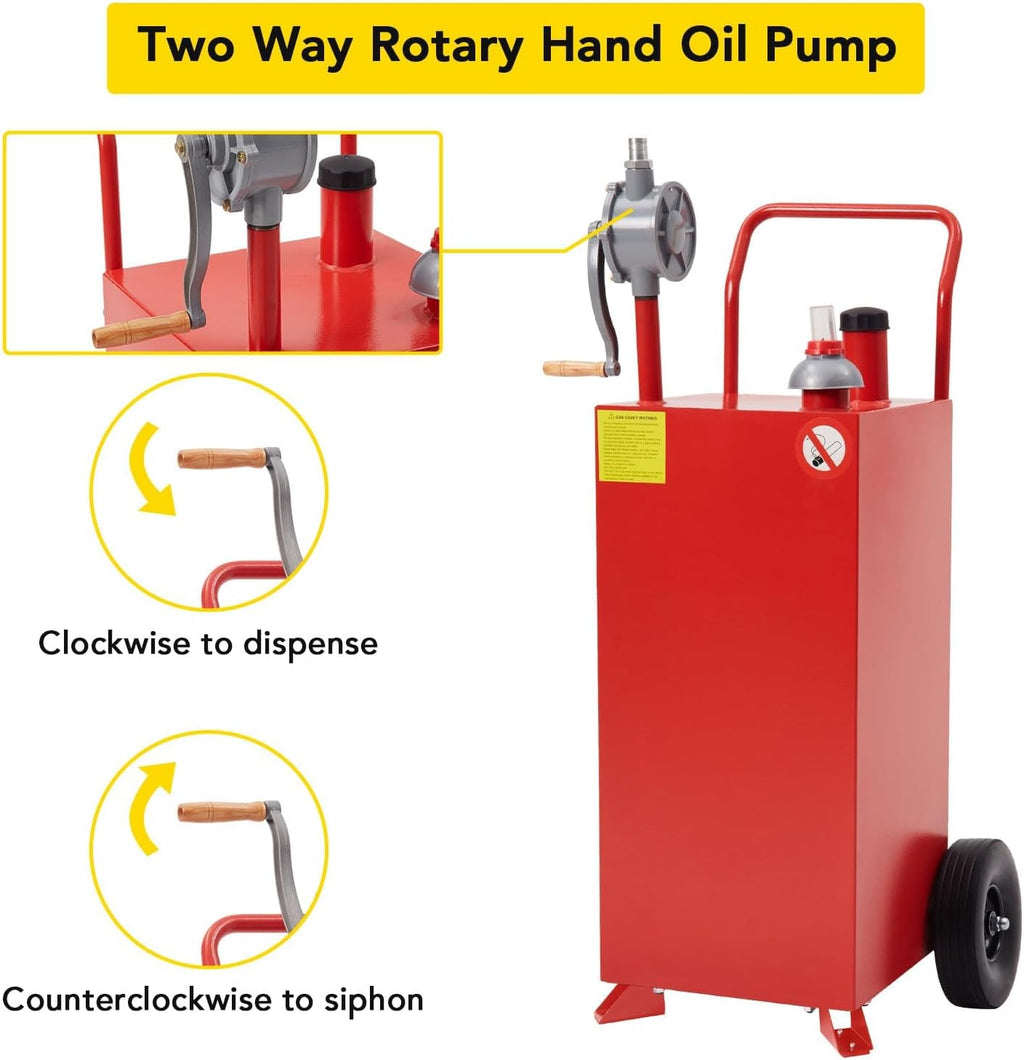 Gas Can 40 Gallon, Portable Fuel Tank with Manual Transfer Pump on, Diesel Fuel Can for Gasoline and Diesel, Compatible with Cars, Lawn Mowers, ATVs, Boats, More