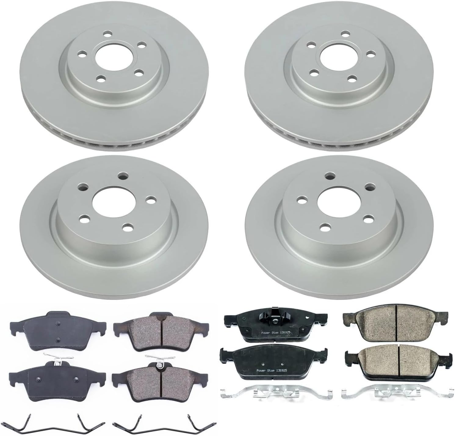 PowerStop Front and Rear Brake Kit for Ford Transit Connect 2018-23 - Fully-Coated Disc Rotors with Z17 Ceramic Brake Pads Replacement, CRK8174