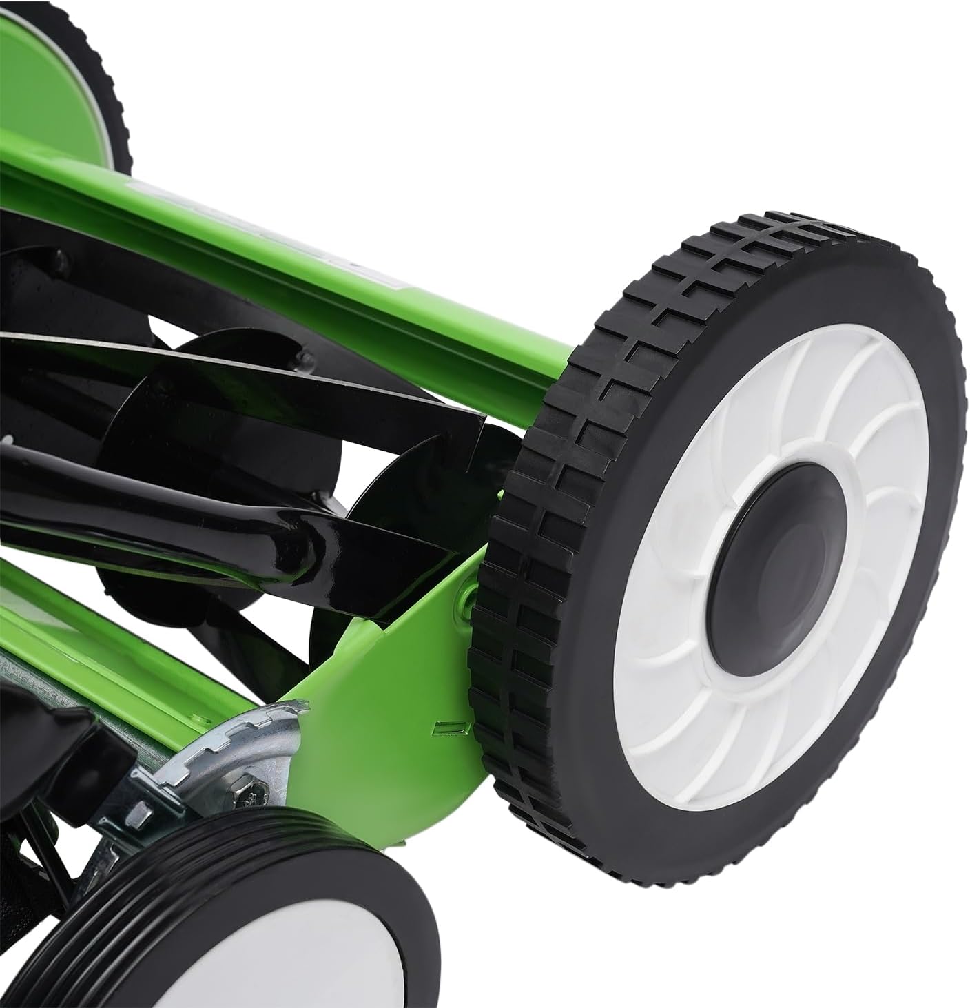 Wheeled 5-Blade Lawn Mower,16-Inch Manual Reel Mower Adjustable Handheld Weeder/Cutting,Push Lawn for Graden (Four Wheeled)