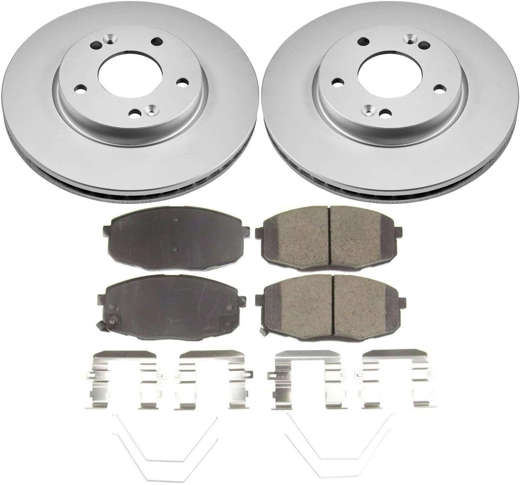 PowerStop Front Brake Kit for Hyundai Kona 2018-23 | Kia Seltos 2021-23 - Fully-Coated Disc Rotors with Z17 Ceramic Brake Pads Replacement, CRK8279