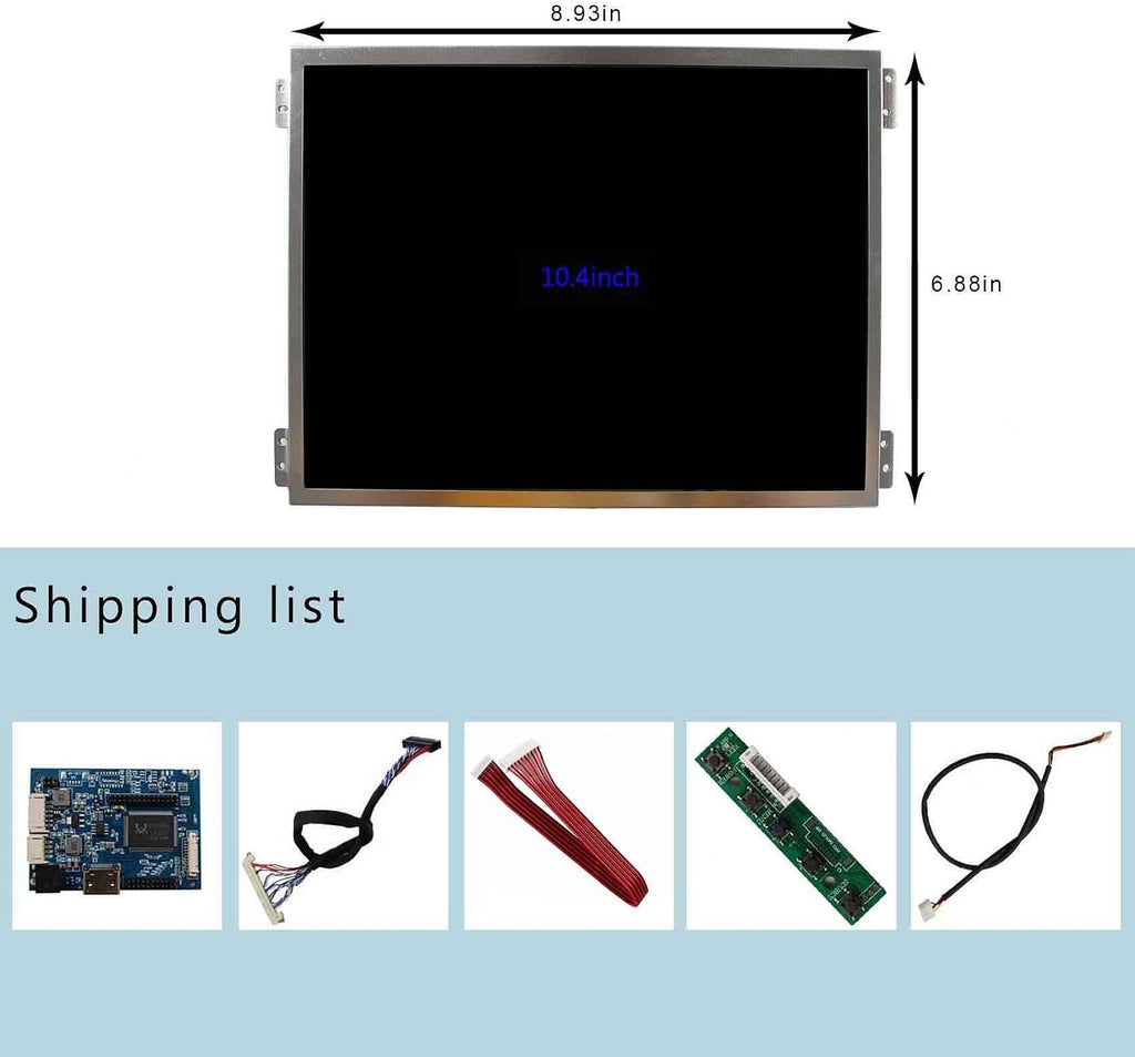 VSDISPLAY 10.4 Inch IPS 1024x768 LCD Screen 600Nits Display Panel with Audio LCD Controller Board VS-TY2660H-V661