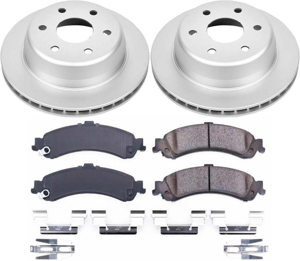PowerStop Rear Brake Kit for Cadillac Escalade 2002-06 |Escalade ESV 2003-06 |Escalade EXT 2002-06 - Fully-Coated Disc Rotors with Z17 Ceramic Brake Pads Replacement, CRK2046