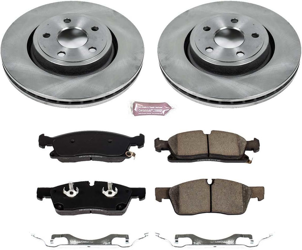 PowerStop Front Brake Kit for Dodge Durango 2021-24 |Jeep Grand Cherokee 2016-21 |Grand Cherokee WK 2022 - Z17 Ceramic Brake Pads & Disc Rotors Replacement, KOE7133