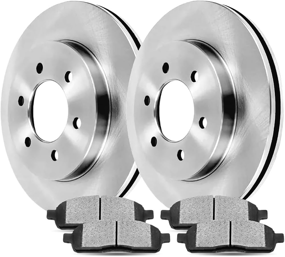 6X Front Semi-metallic Brakes Pad and Brake Rotor Replacement fits Ford Fiesta 1.6L 2011 2012 2013 2014 2015 2016 2017 2018 2019, fits Ford Fiesta 1.0L 2014 2015 2016 2017