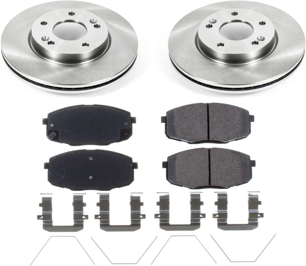 PowerStop Front Brake Kit for Hyundai Elantra GT 2018-20 | Kia Soul 2017-19 - Z17 Ceramic Brake Pads & Disc Rotors Replacement, KOE8007