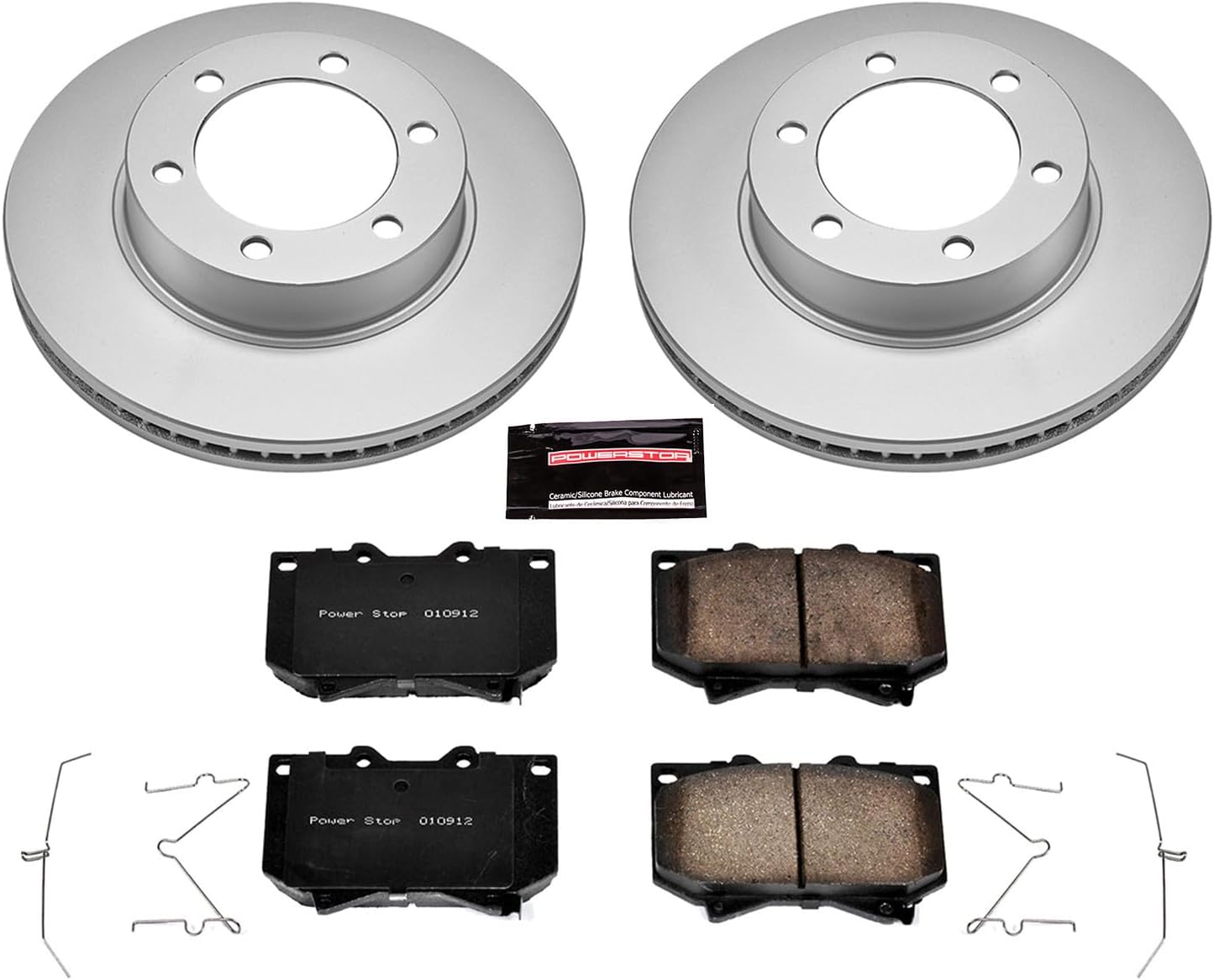 PowerStop Front Brake Kit for Toyota Sequoia 2001-02 | Toyota Tundra 2000-02 - Fully-Coated Disc Rotors with Z17 Ceramic Brake Pads Replacement, CRK2323
