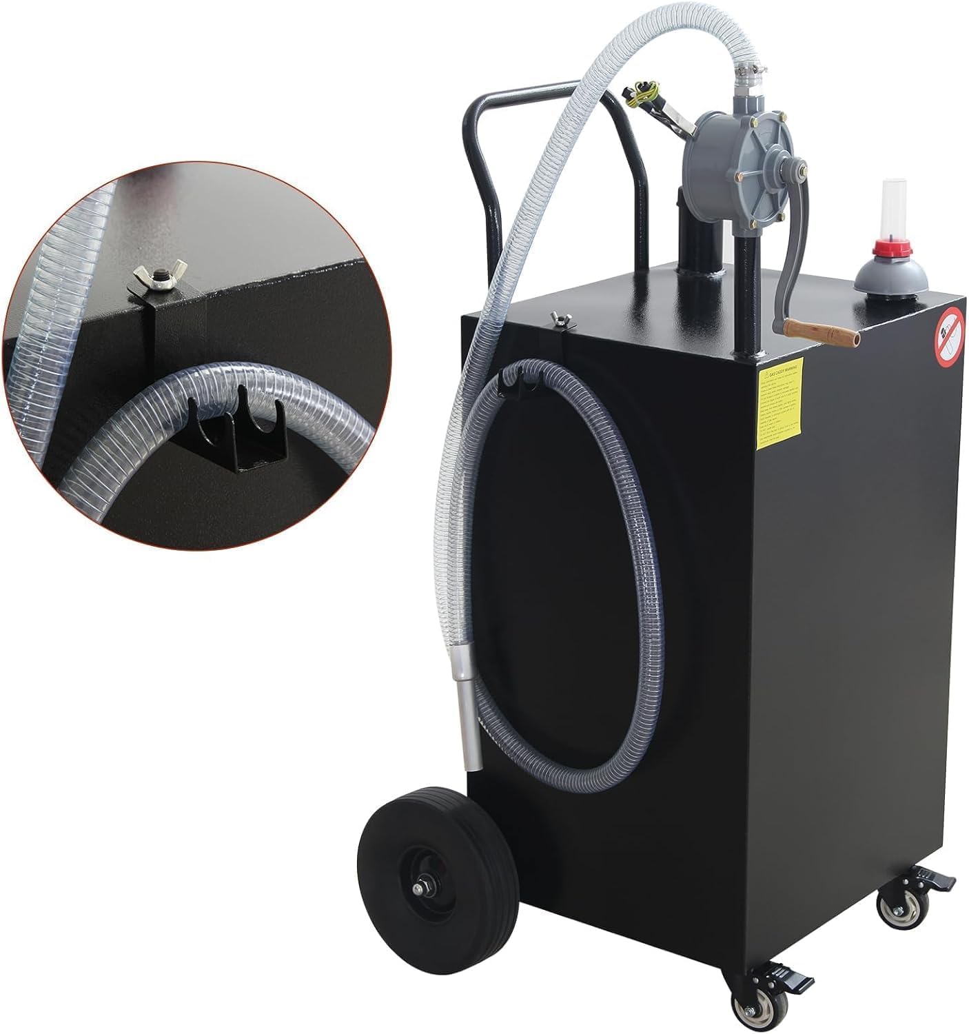 Transfer Tanks，45 Gallon Fuel Caddy, 45 Gallon Heavy Duty Fuel Storage Tank, Portable Fuel Storage Tank With Wheels, Gas Caddy With Manual Transfer Pump, Gasoline Diesel Fuel Container for Cars, Lawn Mowers，Red