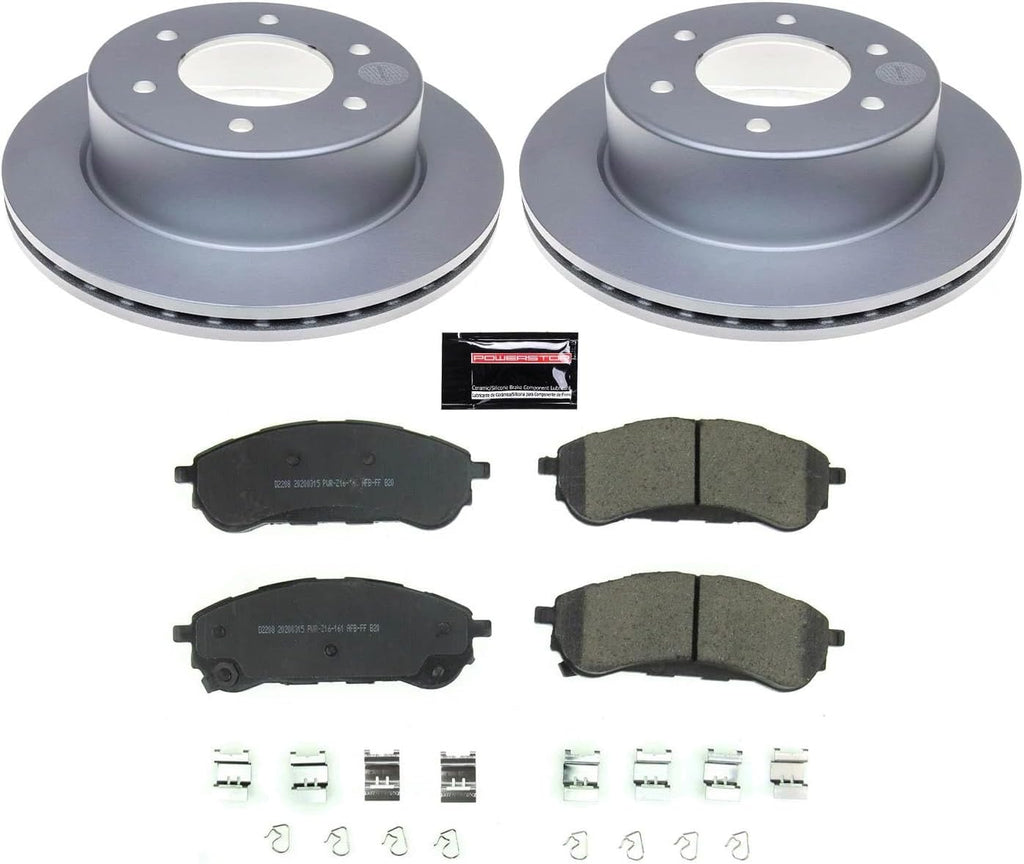 PowerStop Rear Brake Kit for Ford Ranger 2019-23 - Fully-Coated Disc Rotors with Z17 Ceramic Brake Pads Replacement, CRK8430
