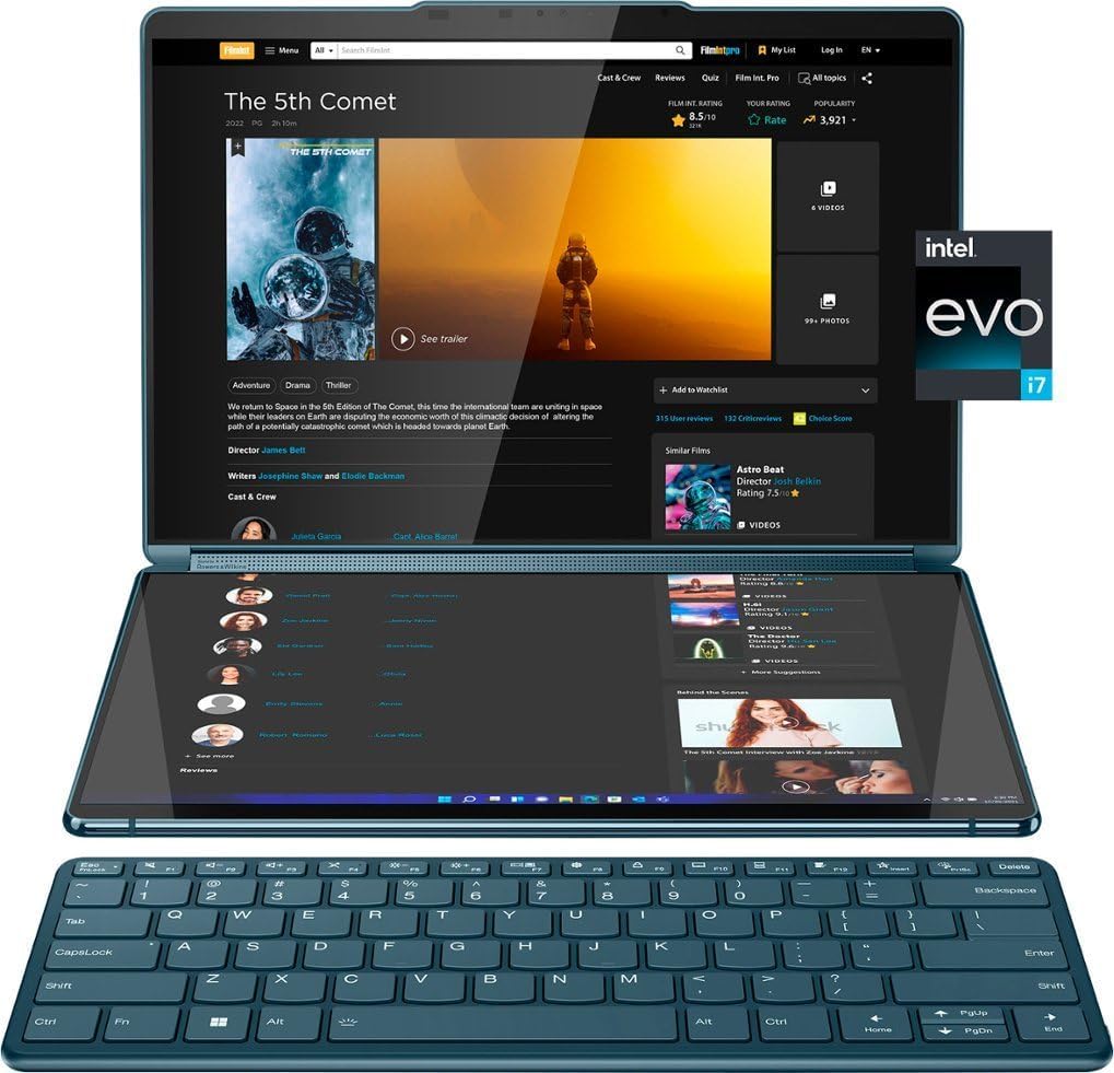Lenovo Yoga Book 9i 2-in-1 13.3' 2.8K Dual Screen OLED Touch Laptop - Intel Core i7-1355U with 16GB Memory - 1TB SSD - Tidal Teal - US Version