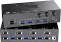 8K Displayport KVM Switch 2 Monitors 3 Computers 8K@60Hz 4K@144Hz,Dual Monitor KVM Switch Displayport with 4 USB 3.0 Ports(with EU Plug)