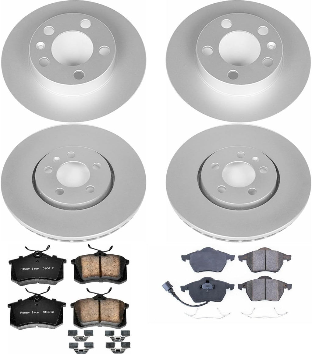 PowerStop Front and Rear Brake Kit for Volkswagen Beetle 1999-10 |Golf 1999-06 |Jetta 1999-05 - Fully-Coated Disc Rotors with Z23 Carbon-Fiber Ceramic Brake Pads Upgrade, CRK899