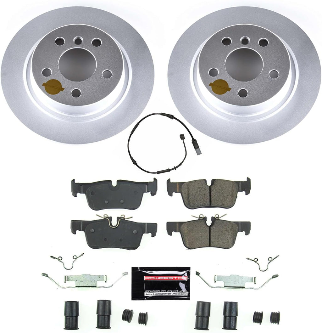 PowerStop Rear Brake Kit for Mini Cooper 2020-24 |Cooper Clubman 2016-24 |Cooper Countryman 2017-24 - Fully-Coated Disc Rotors with Z23 Carbon-Fiber Ceramic Brake Pads Upgrade, CRK8111
