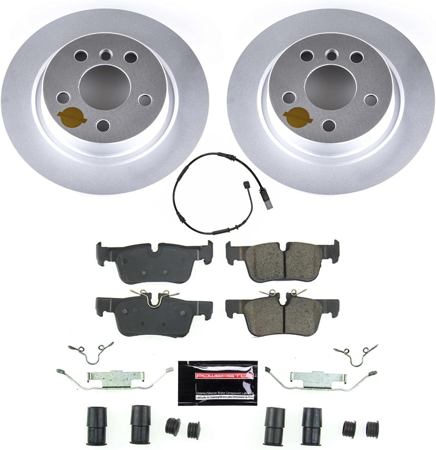 PowerStop Rear Brake Kit for Mini Cooper 2020-24 |Cooper Clubman 2016-24 |Cooper Countryman 2017-24 - Fully-Coated Disc Rotors with Z23 Carbon-Fiber Ceramic Brake Pads Upgrade, CRK8111