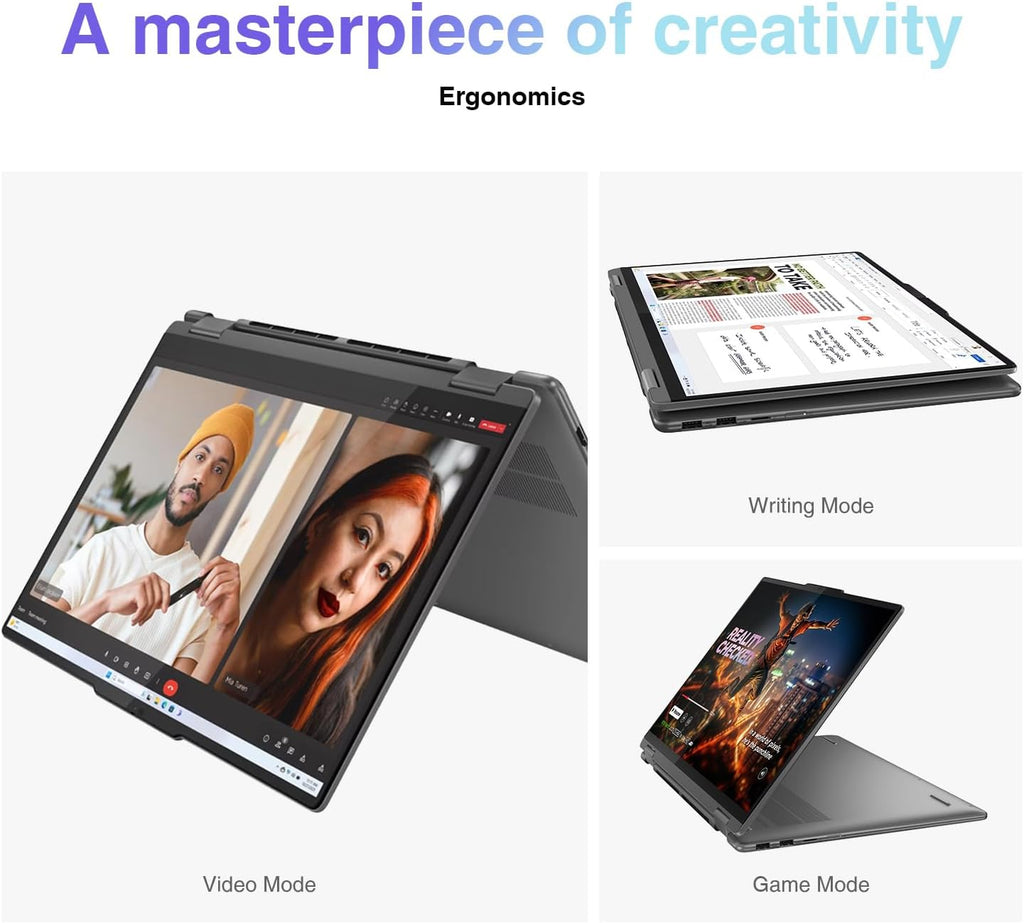 Lenovo Yoga 7i 2-in-1 AI Business Laptop 16' 2K Touchscreen FHD+ IPS Display (Intel Core Ultra 7 155U (Up to 4.80 GHz), 16GB LPDDR5X, 1TB SSD, Wi-Fi 6E, Backlit KB, FP Reader, TB 4, Webcam, Win11P)