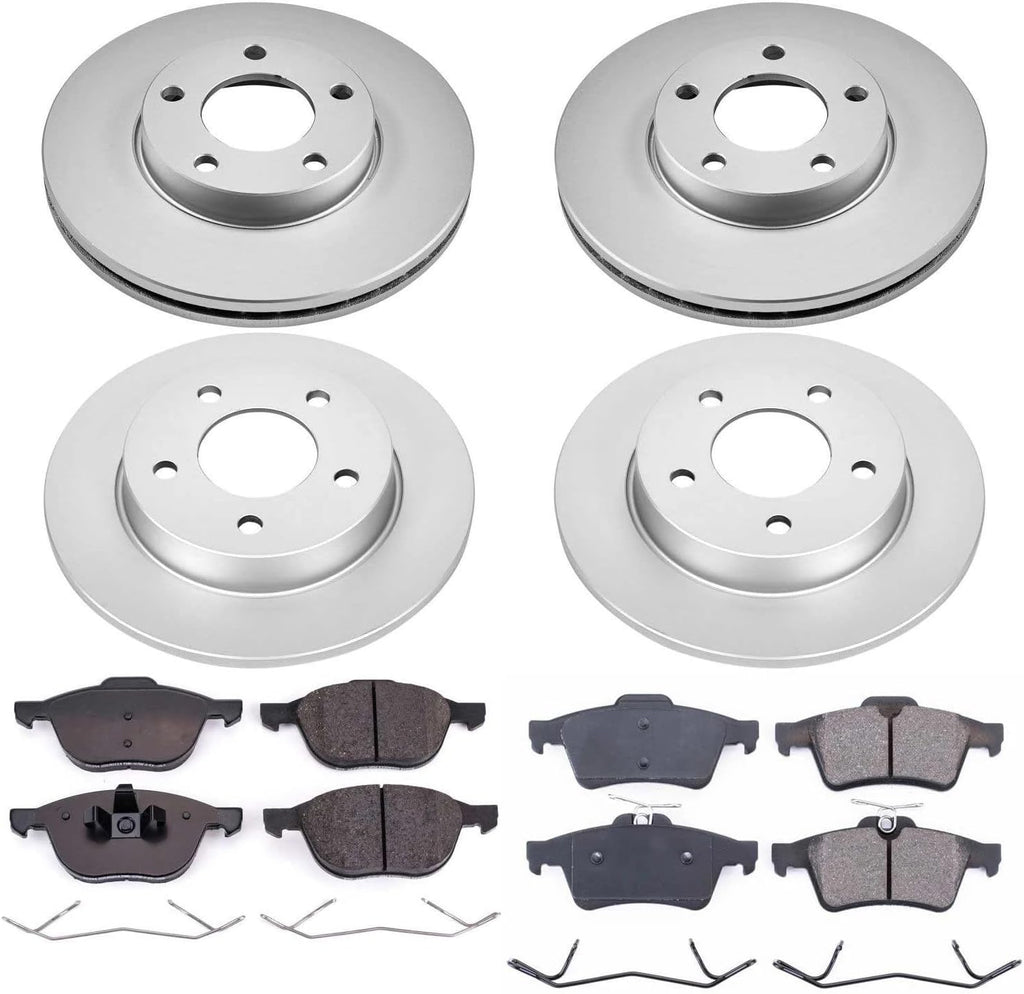 PowerStop Front and Rear Brake Kit for Mazda 3 2006-13 - Fully-Coated Disc Rotors with Z17 Ceramic Brake Pads Replacement, CRK121