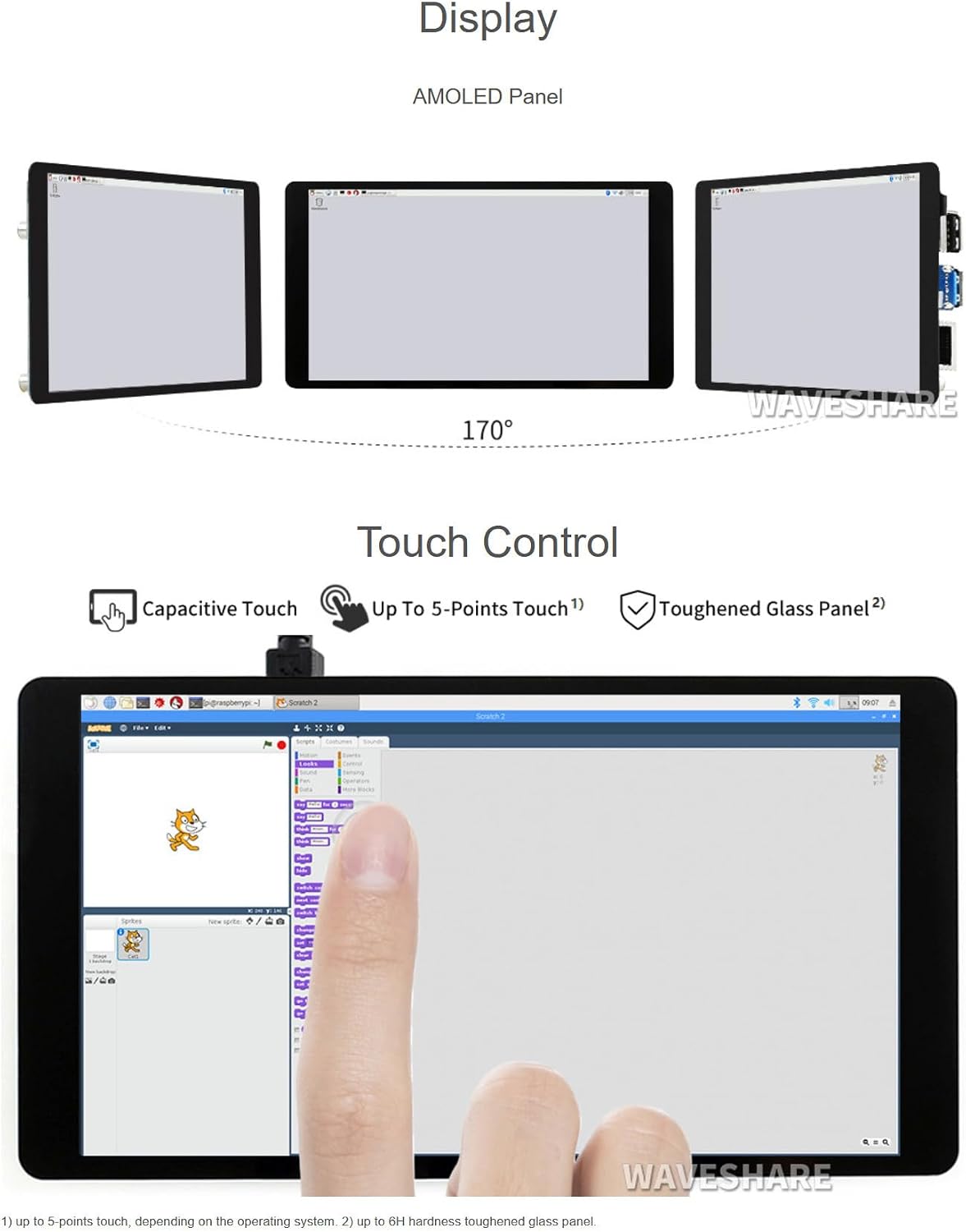 5.5inch 1080×1920 HDMI Capacitive Touch AMOLED Display for Raspberry Pi 4B/3B+/3A/Zero/Zero W/WH/Zero 2W CM3+/4 Jetson Nano/Windows 11/10/8.1/8/7 (5.5inch HDMI AMOLED)