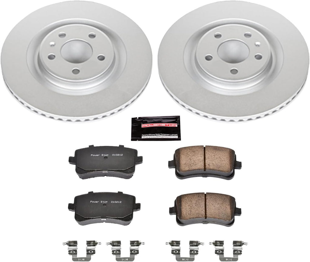 PowerStop Rear Brake Kit for Audi Q5 2013-17 |S4 2011-16 |S5 2011-17 |SQ5 2014-17 - Fully-Coated Disc Rotors with Z23 Carbon-Fiber Ceramic Brake Pads Upgrade, CRK5678