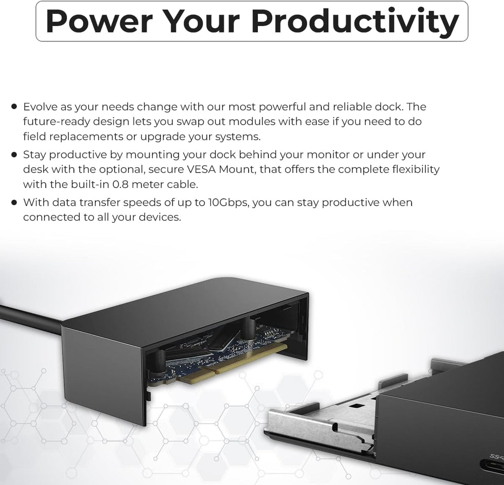 WD19DCS Dell Docking Station Dual Monitor - 4K Display, USB-C Performance Dock with 240W Adapter, HDMI, DisplayPort, USB-C Cables & Cloth (Renewed)