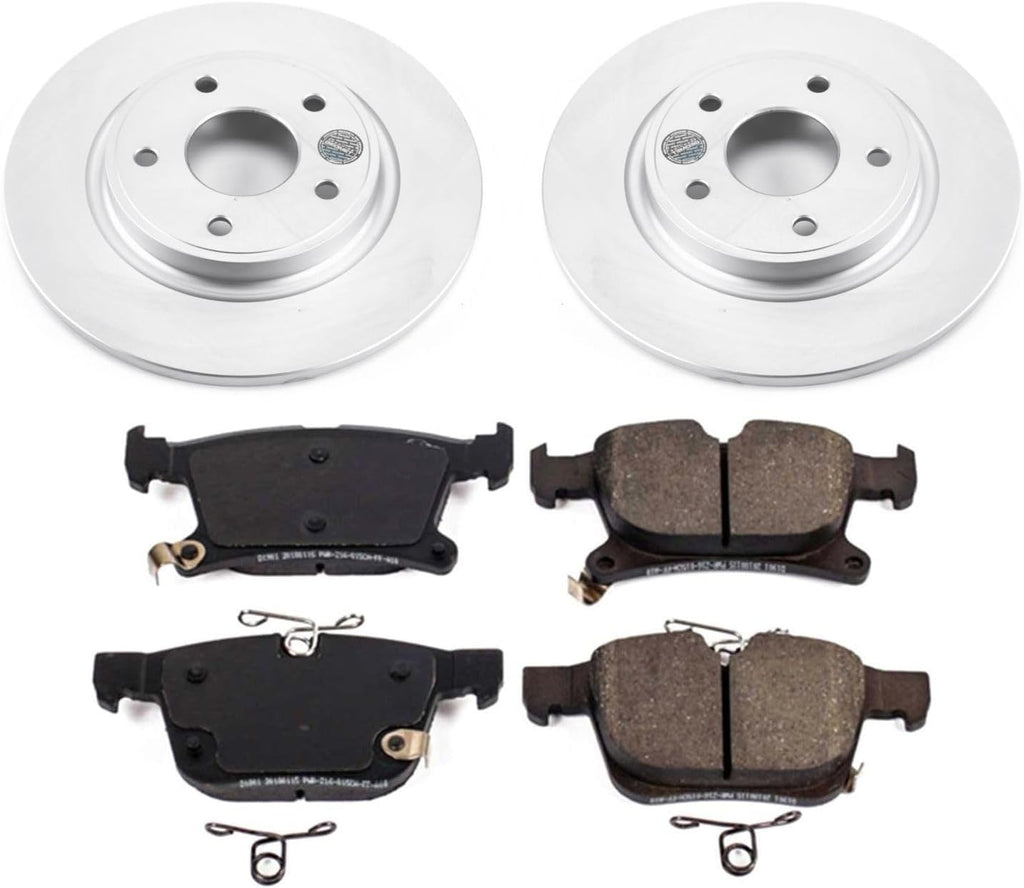PowerStop Rear Brake Kit for Chrysler Pacifica 2017-24 | Chrysler Voyager 2020-24 - Fully-Coated Disc Rotors with Z17 Ceramic Brake Pads Replacement, CRK7845