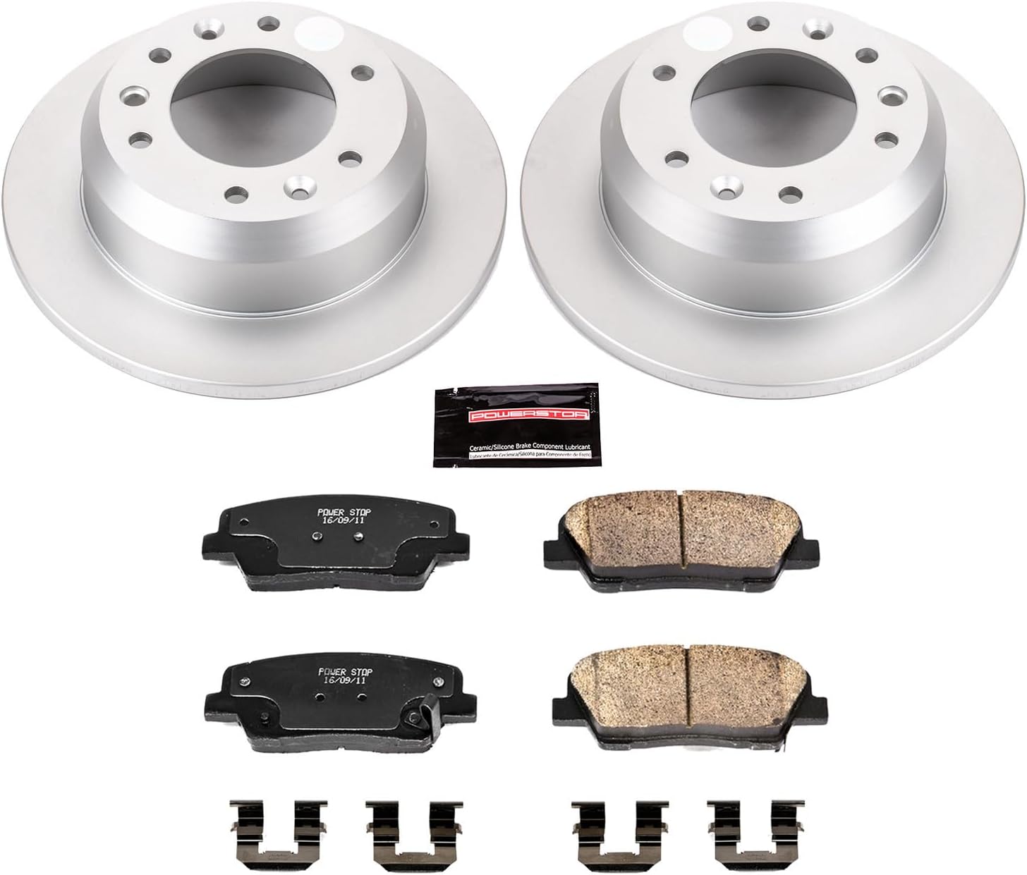 PowerStop Rear Brake Kit for Hyundai Entourage 2007-08 |Kia Sedona 2007-12 |Sedona 2014 - Fully-Coated Disc Rotors with Z17 Ceramic Brake Pads Replacement, CRK5906