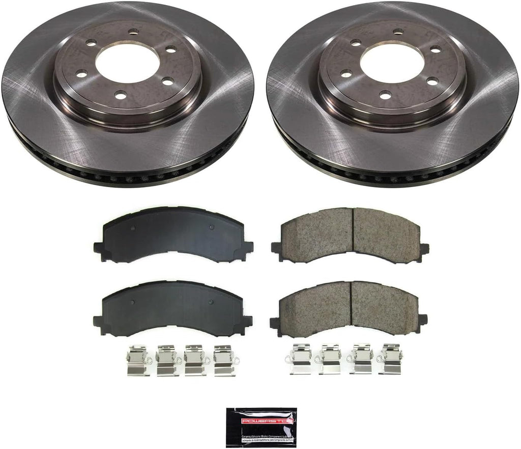 PowerStop Front Brake Kit for Ford Bronco 2022-24 |Expedition 2022-24 |F-150 2021-24 |Lincoln Navigator 2022-24 - Z17 Ceramic Brake Pads & Disc Rotors Replacement, KOE8744