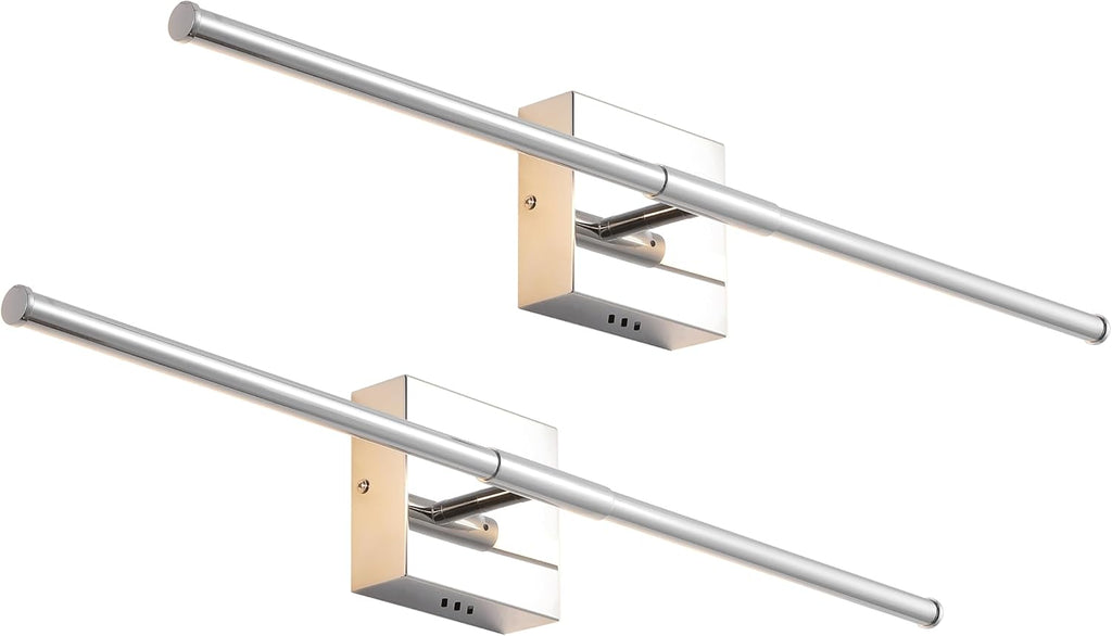 JONATHAN Y 28' Chrome Modern Dimmable Integrated LED Wall Sconce, Metal Vanity Light for Bathroom Mirror Bedroom Hallway, Sleek Hardwired Wall Lamp Fixture, 3000K (JYL7022A-SET2)