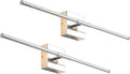 JONATHAN Y 28' Chrome Modern Dimmable Integrated LED Wall Sconce, Metal Vanity Light for Bathroom Mirror Bedroom Hallway, Sleek Hardwired Wall Lamp Fixture, 3000K (JYL7022A-SET2)