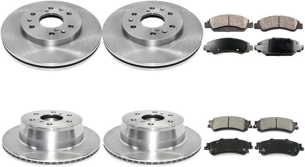 8Pcs Brake Kit - Brakes and Rotors Kit Front and Rear Automotive Replacement Brake Kits for Chevrolet Silverado 1500 2007 for Chevy Silverado 1500 2007 for GMC Sierra 1500 2007