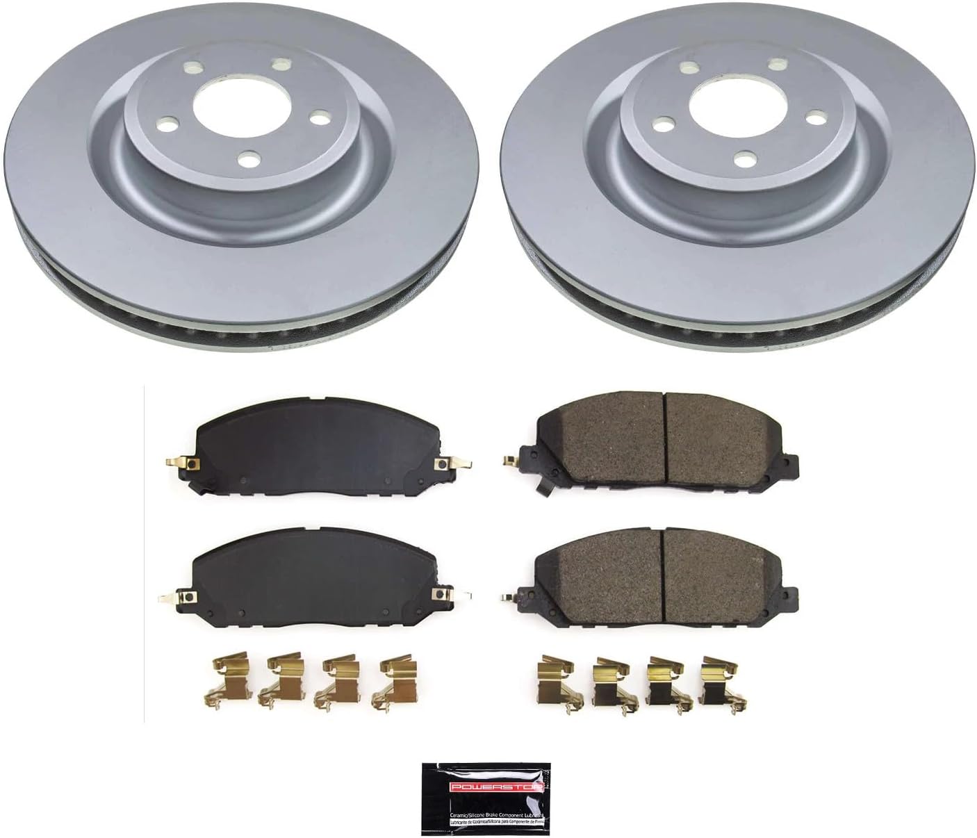 PowerStop Front Brake Kit for Ford Explorer 2020-25 | Lincoln Aviator 2020-25 - Fully-Coated Disc Rotors with Z17 Ceramic Brake Pads Replacement, CRK8672