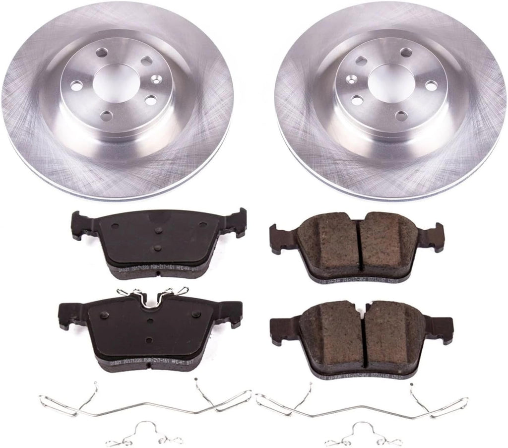 PowerStop Rear Brake Kit for Volvo S60 2019-25 |S90 2017-25 |V60 2019-25 |V60 Cross Country 2020-25 |V90 2018-21 - Z17 Ceramic Brake Pads & Disc Rotors Replacement, KOE7757