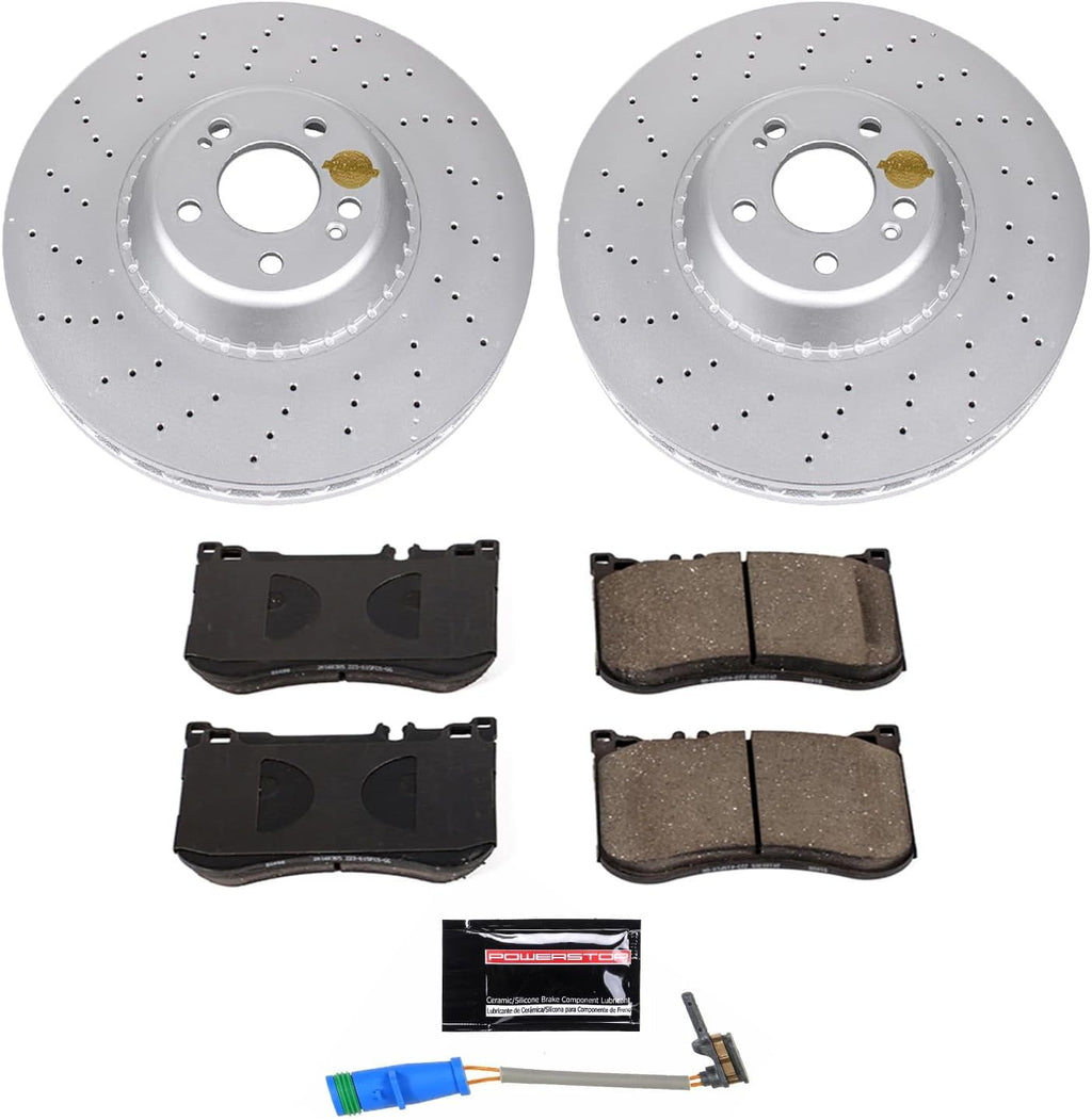PowerStop Front Brake Kit for Mercedes-Benz Maybach S550 2017 |Maybach S560 2018-20 |S450 2018-20 |S550 2014-17 - Fully-Coated Disc Rotors with Z23 Carbon-Fiber Ceramic Brake Pads Upgrade, CRK7852