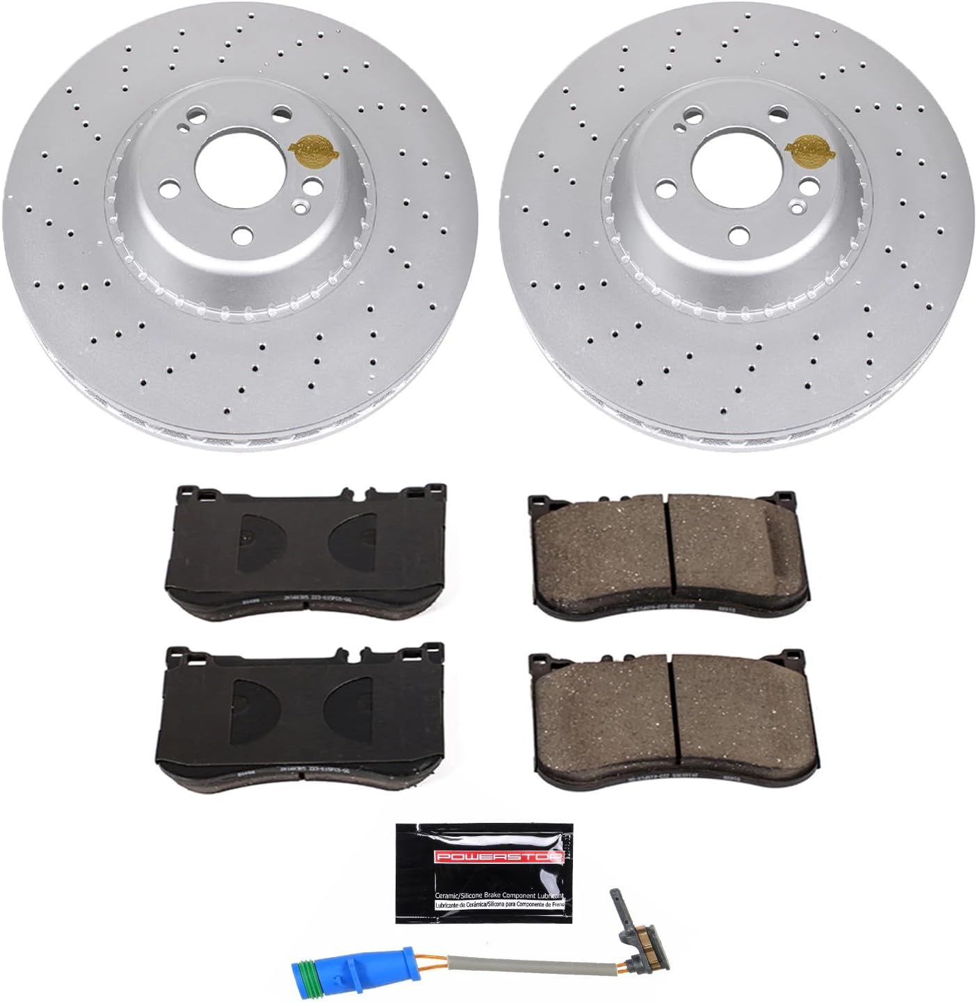 PowerStop Front Brake Kit for Mercedes-Benz Maybach S550 2017 |Maybach S560 2018-20 |S450 2018-20 |S550 2014-17 - Fully-Coated Disc Rotors with Z23 Carbon-Fiber Ceramic Brake Pads Upgrade, CRK7852