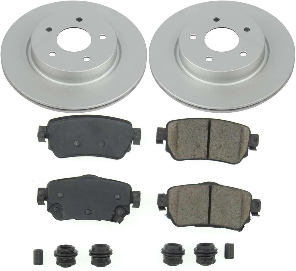 PowerStop Rear Brake Kit for Nissan LEAF 2018-25 |Rogue 2018-20 |Rogue Sport 2019-21 - Fully-Coated Disc Rotors with Z17 Ceramic Brake Pads Replacement, CRK8313