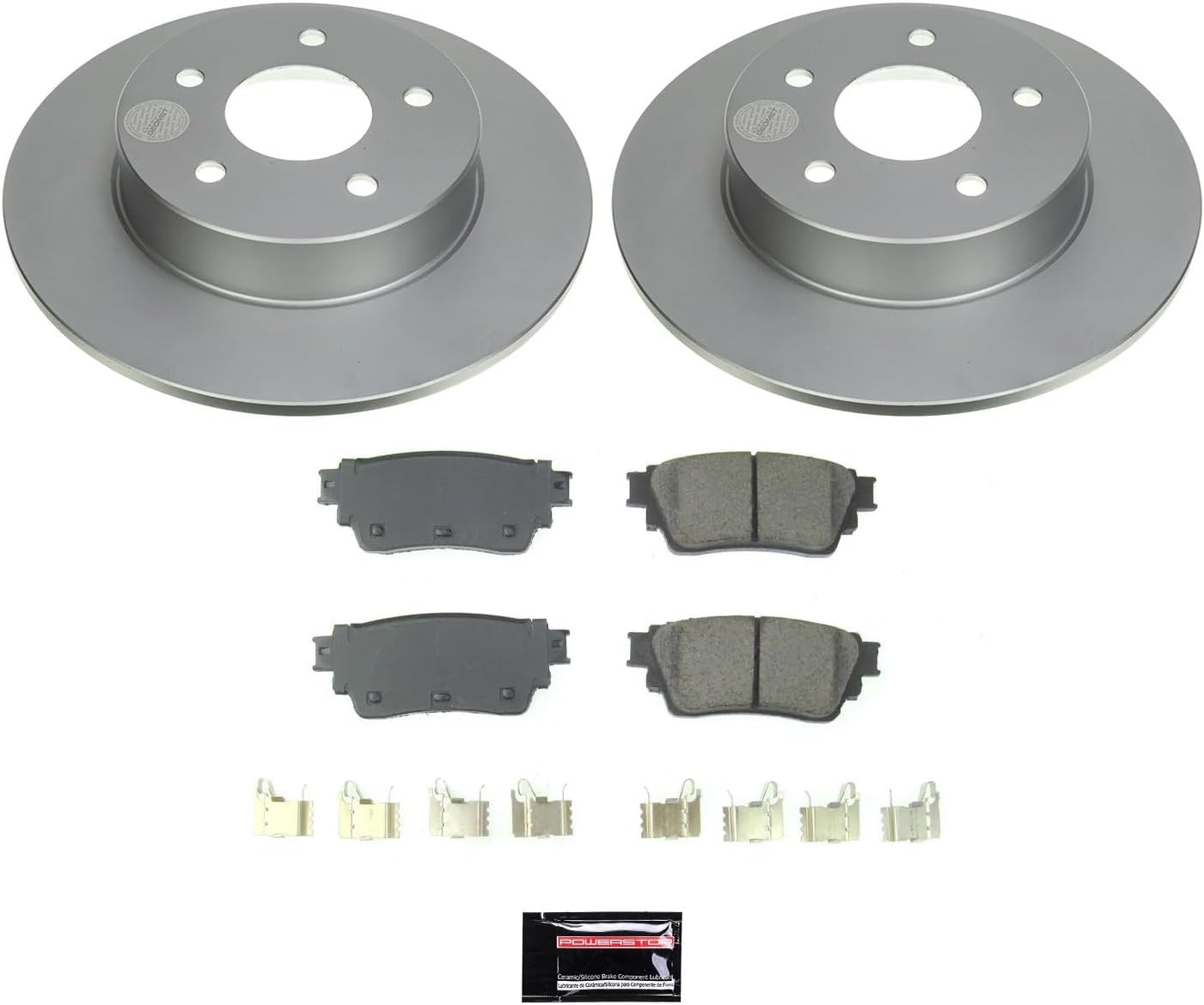 PowerStop Rear Brake Kit for Nissan Altima 2019-23 | Nissan Kicks 2021 - Fully-Coated Disc Rotors with Z17 Ceramic Brake Pads Replacement, CRK8675
