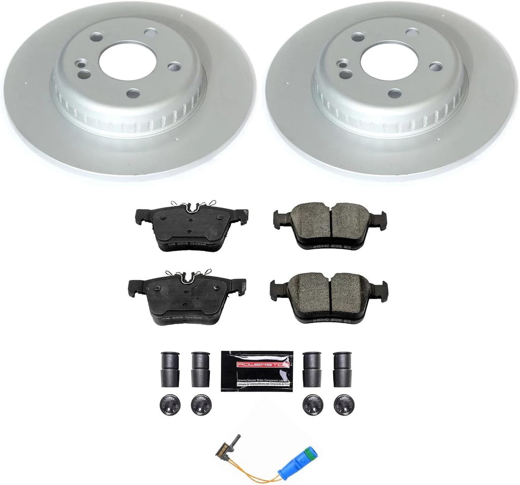 PowerStop Rear Brake Kit for Mercedes-Benz C300 2017-18 - Fully-Coated Disc Rotors with Z23 Carbon-Fiber Ceramic Brake Pads Upgrade, CRK8152