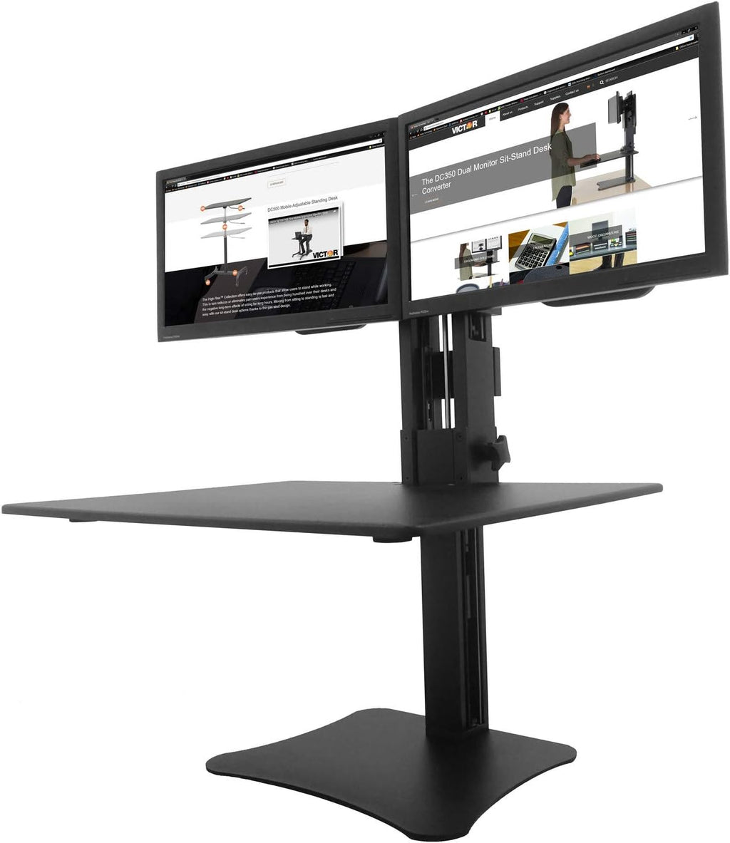 Victor High Rise Collection Dual Monitor Sit-Stand Standing Desk Converter, 28' by 23' by 15.5', Black