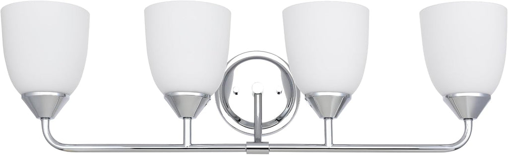 Chrome 4-Light Traditional Bathroom Vanity Light Fixtures Over Mirror, Modern Vanity Lights for Living Room, Standard E26 Base, Chrome