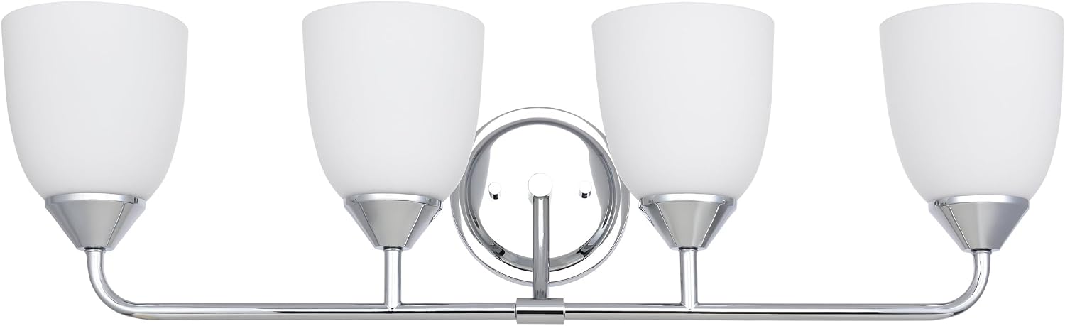 Chrome 4-Light Traditional Bathroom Vanity Light Fixtures Over Mirror, Modern Vanity Lights for Living Room, Standard E26 Base, Chrome
