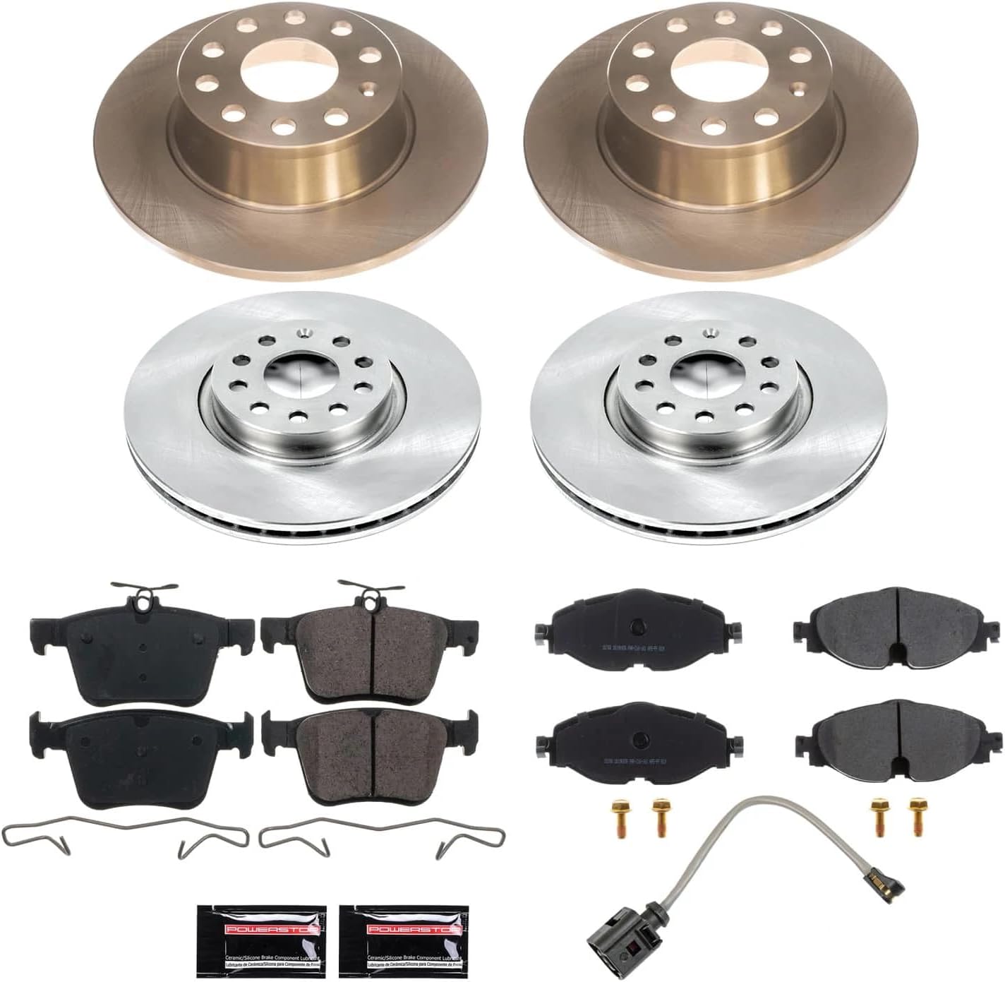 PowerStop Front and Rear Brake Kit for Volkswagen Taos 2022-24 - Z17 Ceramic Brake Pads & Disc Rotors Replacement, KOE9193