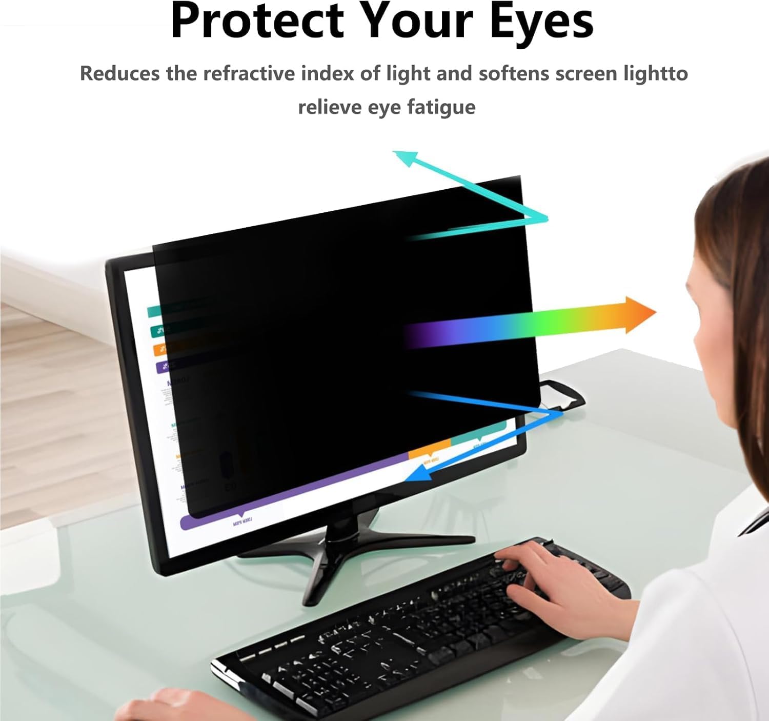 [5 Pack 24 Inch Computer Privacy Screen Shield for 16:9 Widescreen Desktop Monitor - Anti-Glare Blue Light Privacy Filters and Anti Spy Privacy Screen Protector Film