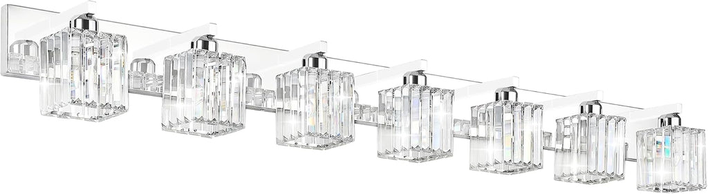 Aipsun Bathroom Vanity Light Fixtures Chrome Vanity Light for Bathroom Crystal Vanity Lighting Fixtures 7 Light (Exclude Bulb)