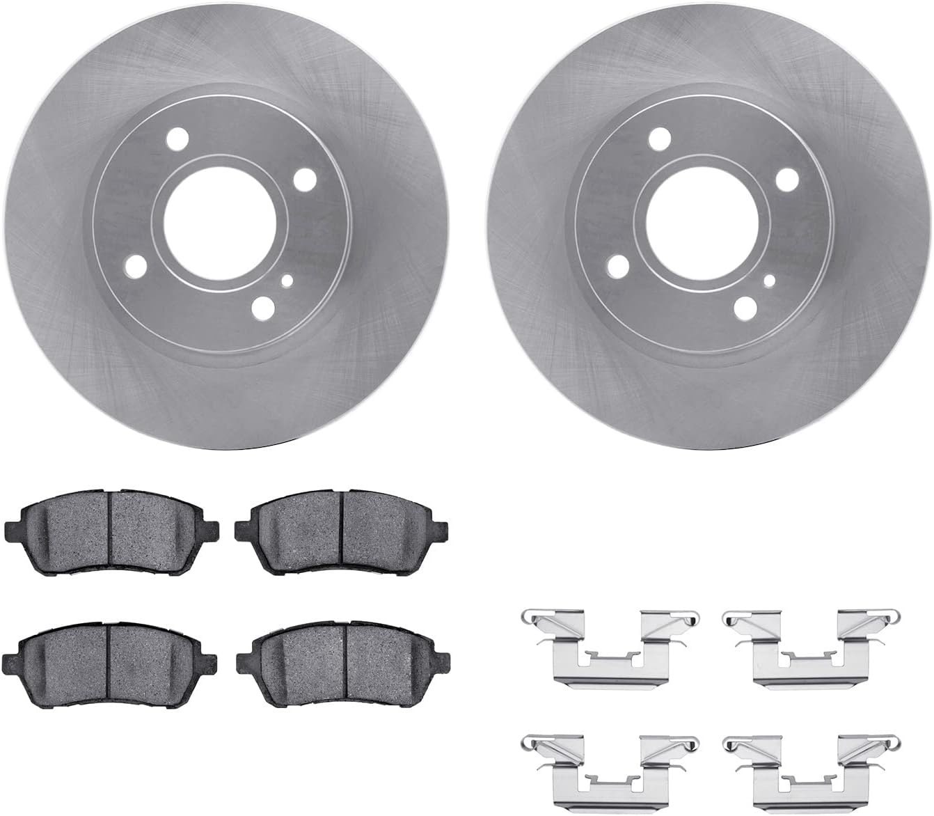Dynamic Friction Company Front Brake Kit Fits 2011-2013 Ford Fiesta USA/CANADA; 2014-2019 Ford Fiesta USA/CANADA Rear Drum S, SE, Titanium| 5000 Advanced Pads, Blank Rotors| Hardware| 10.2' Front