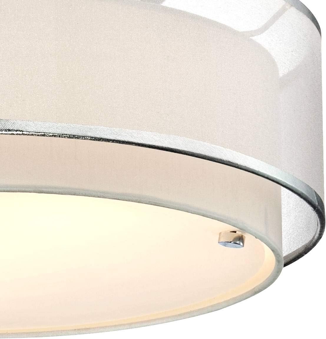 Possini Euro Design Double Organza Modern Ceiling Lighting Semi Flush-Mount Fixture 16' Wide Chrome 2-Light Sheer Fabric Outer Off White Inner Drum Shade for Bedroom Kitchen Living Room Hallway