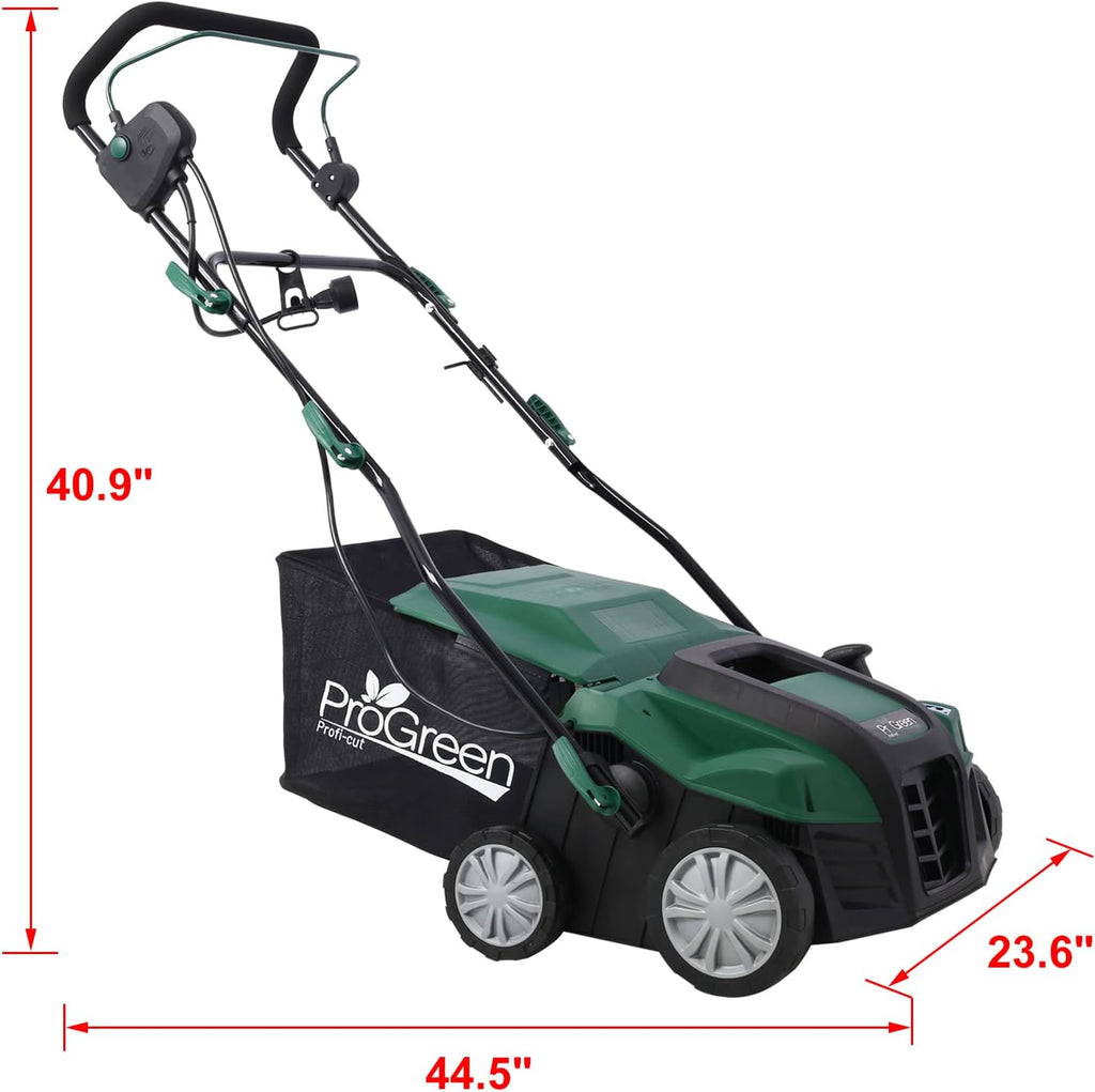 SPOFLYINN with Removable Collection Bag Electric Lawn Dethatche Garden Scarifier Electric Dethatcher Scarifier r for Home Garden 16 inches