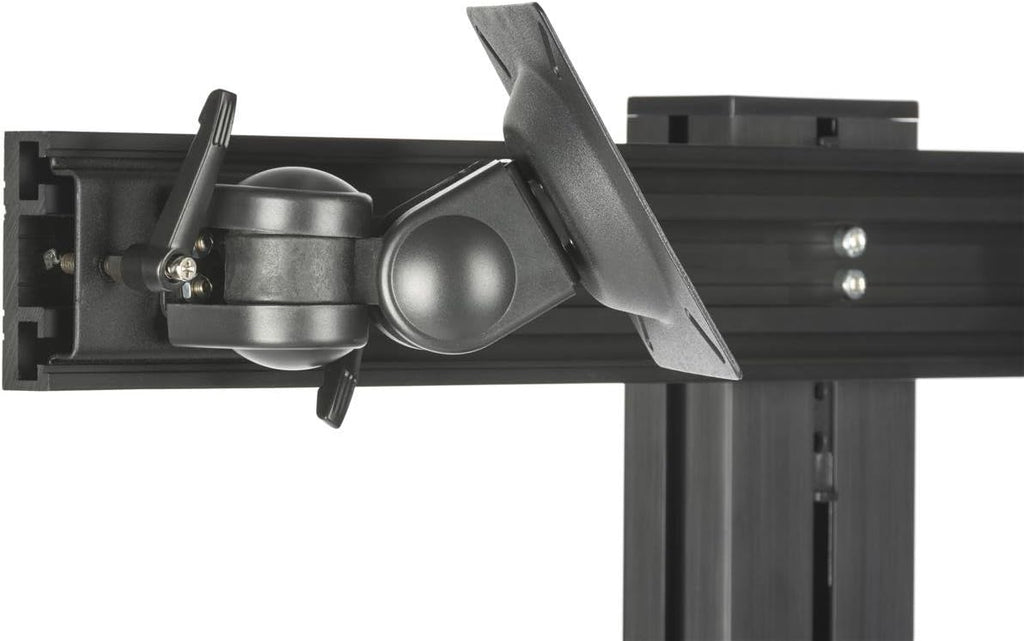 Displays2go Sit Stand Workstation, Dual Monitor Mount, Locking Wheels with CPU Holder (LPGPCRTB2H)