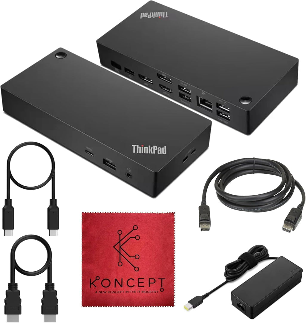 40AY0090US Lenovo Thinkpad Docking Station Dual Monitor - Supports 4K Display, Thinkpad Dock with 90W, HDMI, DP, USB C Cables - Lenovo Docking Station