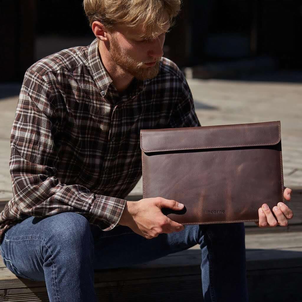 Leather Laptop Case Made for MacBook Pro M4 14 inch Sleeve - Brown PC Case Compatible with MacBook Pro 14' M1 M2 M3 M4 Max A2442 A2779 A2992 A2918 A3402 2023 2024 2025 Genuine Vintage Leather, Brown